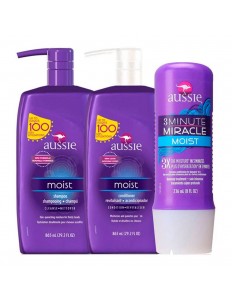 Kit Aussie Moist Shampoo e Condicionador 865ml + Mascara 236ml